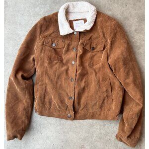 Ashley Sunrise Collection Tan Coruroy Sherpa Trucker Jacket XL Barn Coat Chores